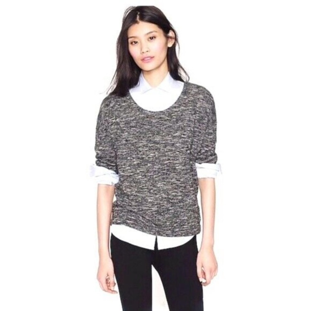 J. Crew Jaspe Scoopneck Black Marled Knit Sweater